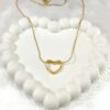 Elegant gold plated heart chain necklace