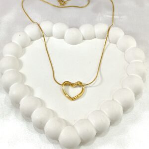 Elegant gold plated heart chain necklace