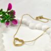 Gold open heart pendant necklace for women