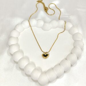 2 in 1 black heart pendant necklace for women