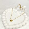 2 in 1 gold heart pendant necklace for women