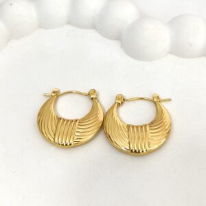 Designer gold textured hoop earrings