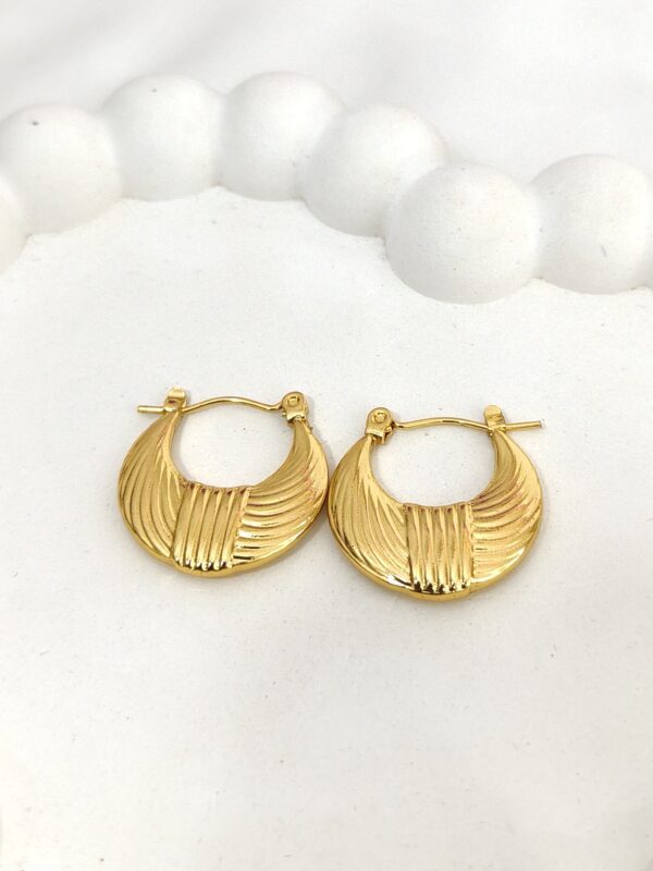 Designer gold textured hoop earrings