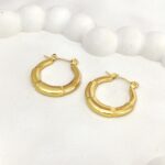 Gold bamboo hoop earrings for women