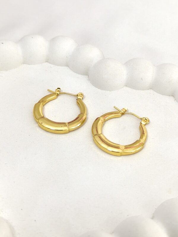 Gold bamboo hoop earrings for women