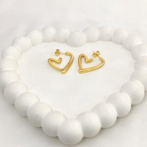 Gold heart hoop earrings for women
