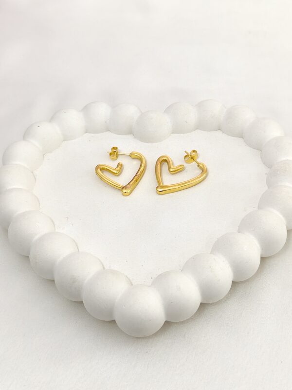 Gold heart hoop earrings for women