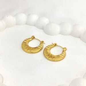 Gold textured hoop earrings for women