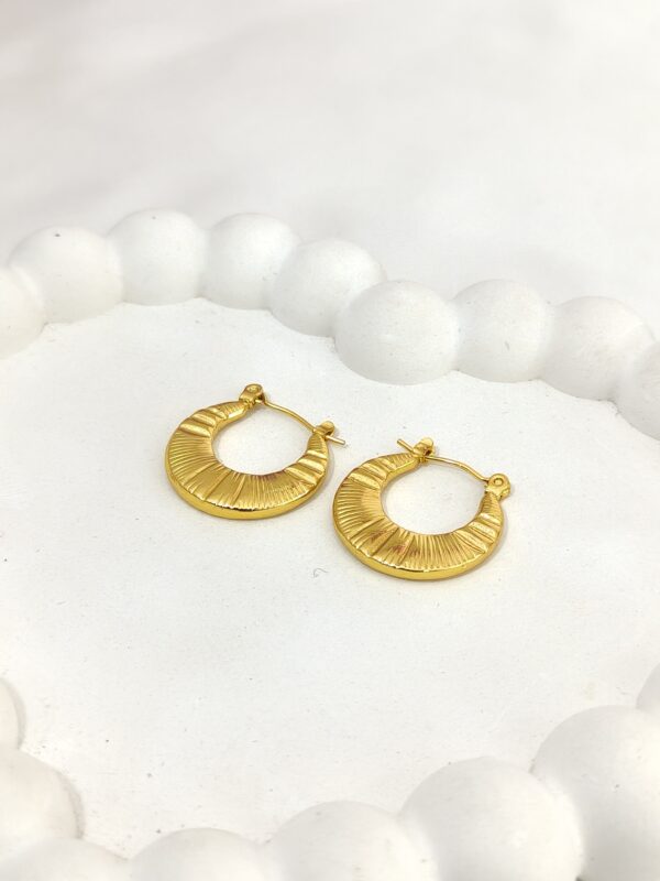 Gold textured hoop earrings for women
