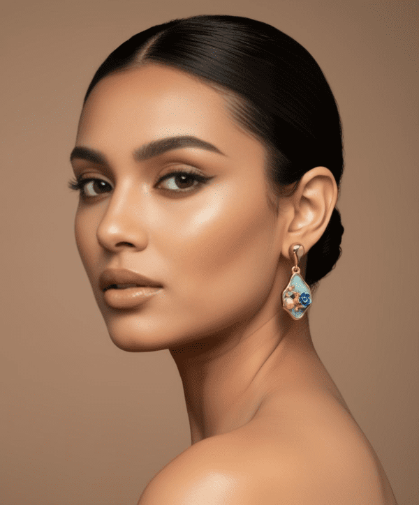 Designer anti tarnish blue flower earrings for women