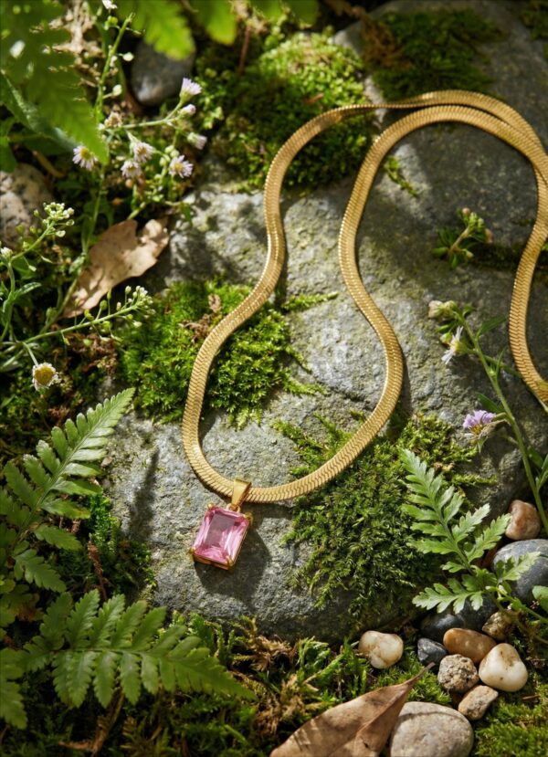 Pink Crystal Gold Plated Pendant