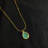 Minimal gold plated green drop necklace for women daily wear jewellery