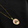 Elegant pink flower design gold finish pendant for women daily wear jewellery