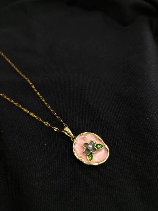 Elegant pink flower design gold finish pendant for women daily wear jewellery